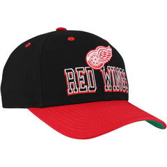 Detroit Red Wings Mitchell & Ness Backside Script Two-Tone Pro Crown Adjustable Hat - Black/Red - NHL