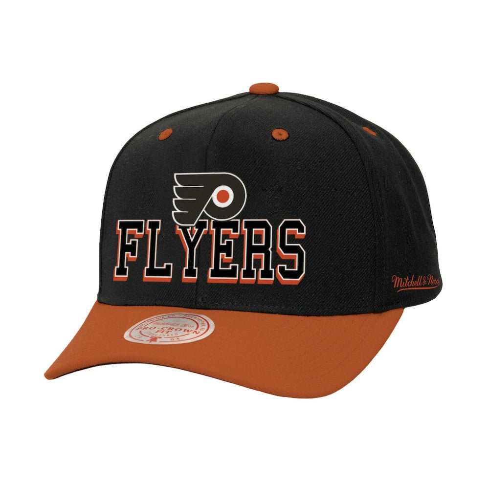 Philadelphia Flyers Mitchell & Ness Backside Script 2-Tone Pro Crown Adjustable Hat - Black/Orange - NHL