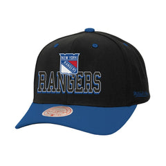 New York Rangers Mitchell & Ness Backside Script 2-Tone Pro Crown Adjustable Hat - Black/Blue - NHL