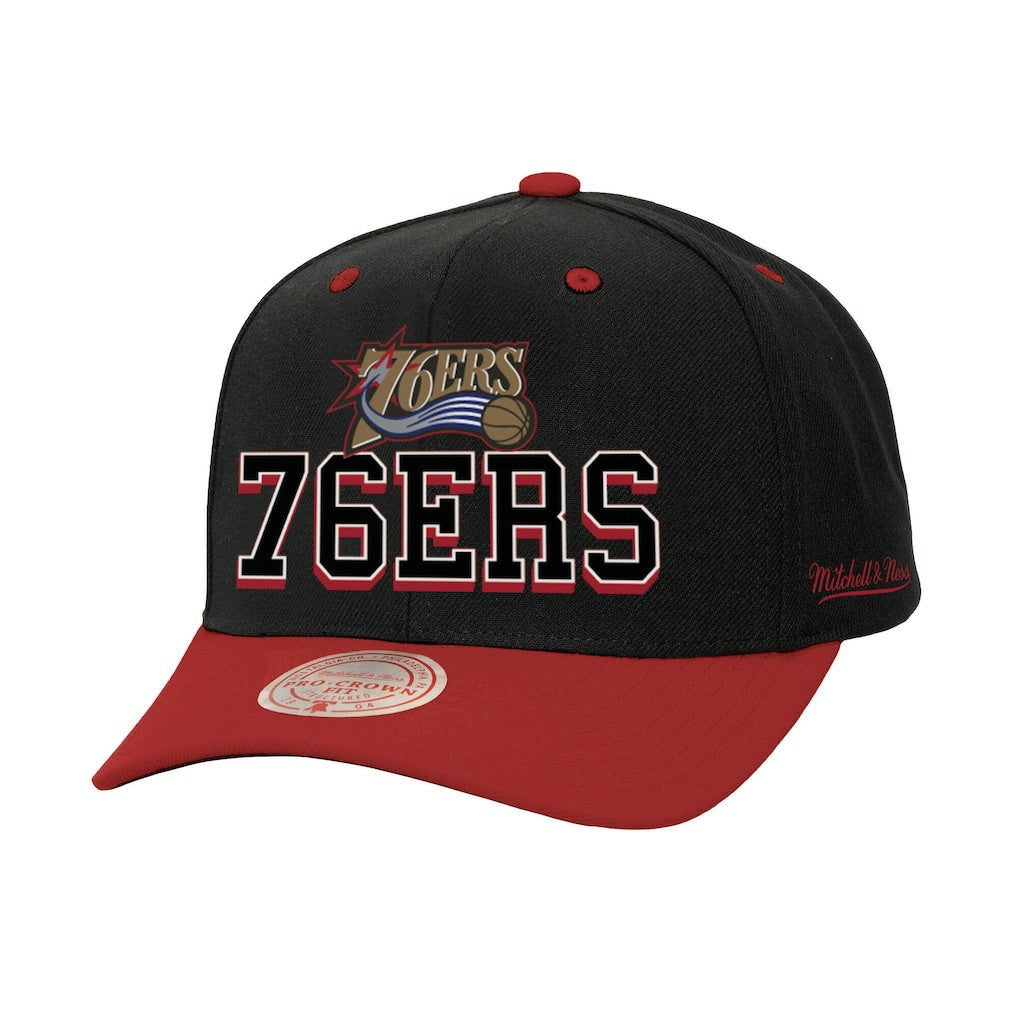 Philadelphia 76ers Backside Script 2-Tone Pro Crown Adjustable Hat Black/Red - NBA