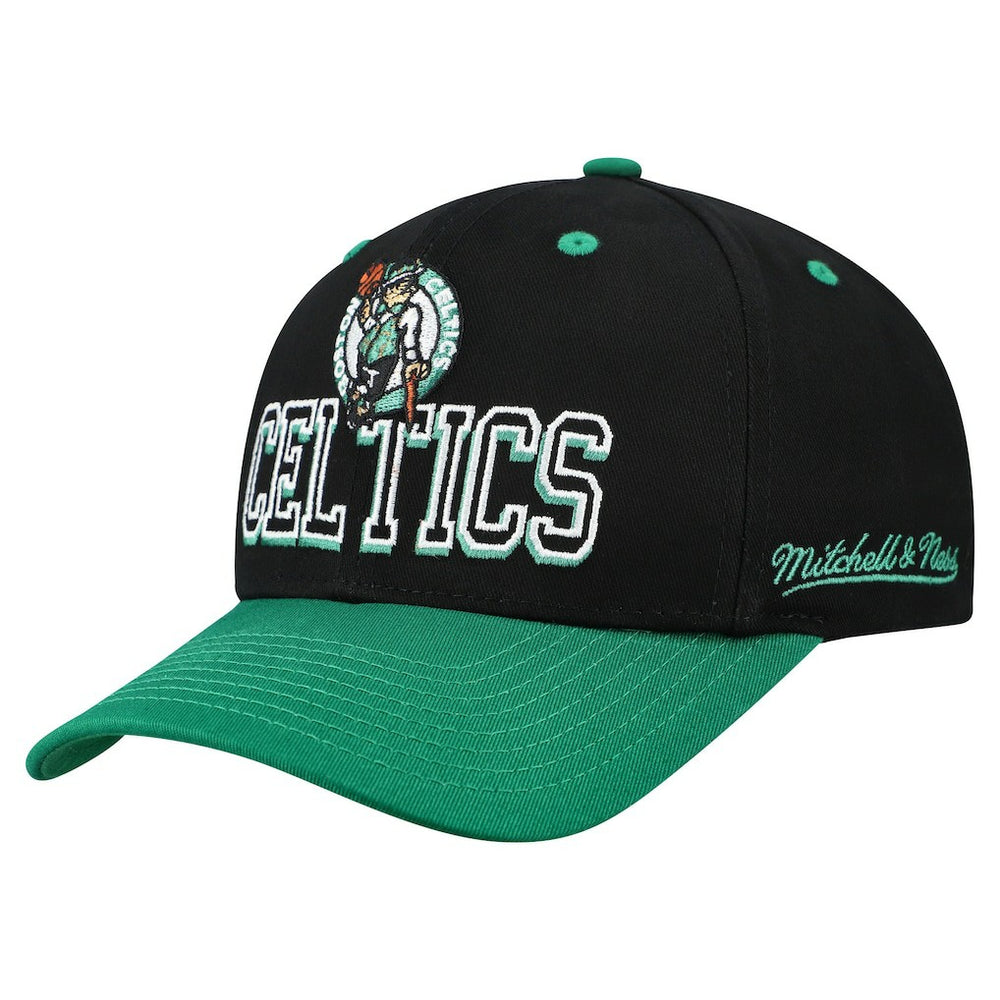 Boston Celtics Backside Script 2-Tone Pro Crown Adjustable Hat Black/Kelly Green - NBA