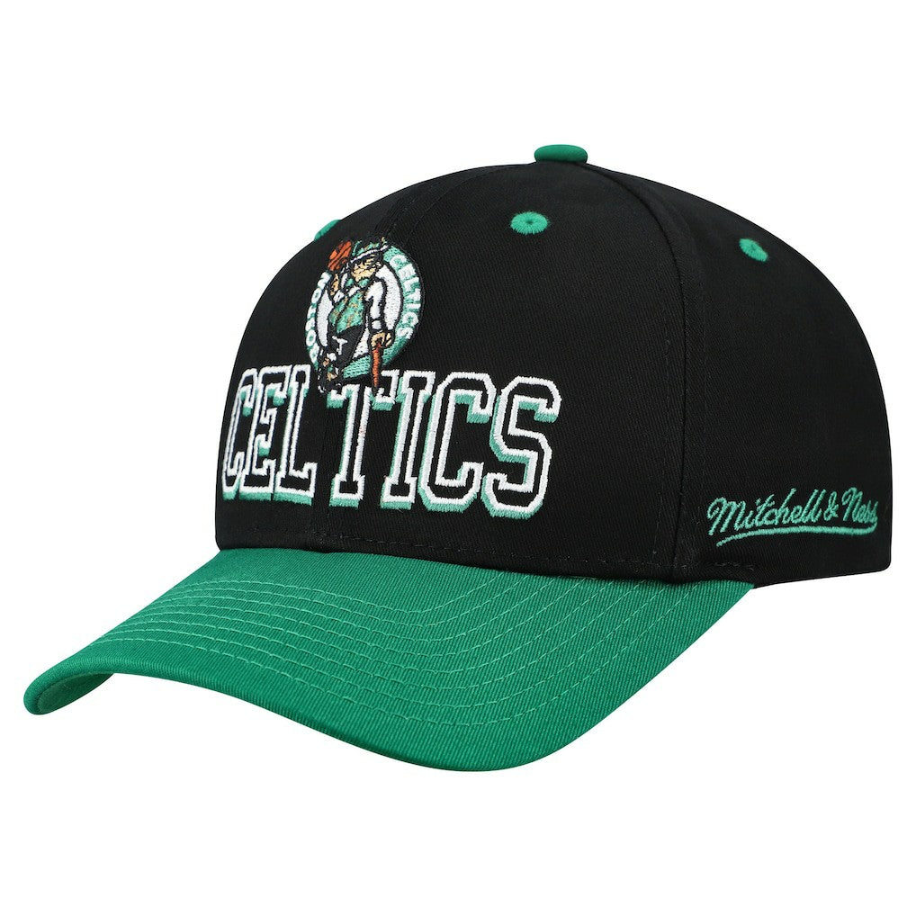 Boston Celtics Backside Script 2-Tone Pro Crown Adjustable Hat Black/Kelly Green - NBA