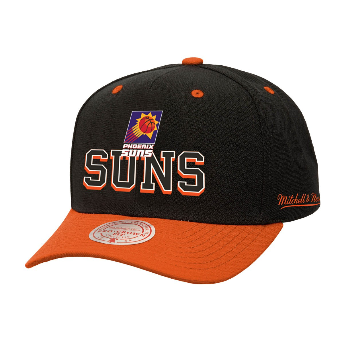 Phoenix Suns Backside Script Two-Tone Pro Crown Adjustable Hat Black/Orange - NBA