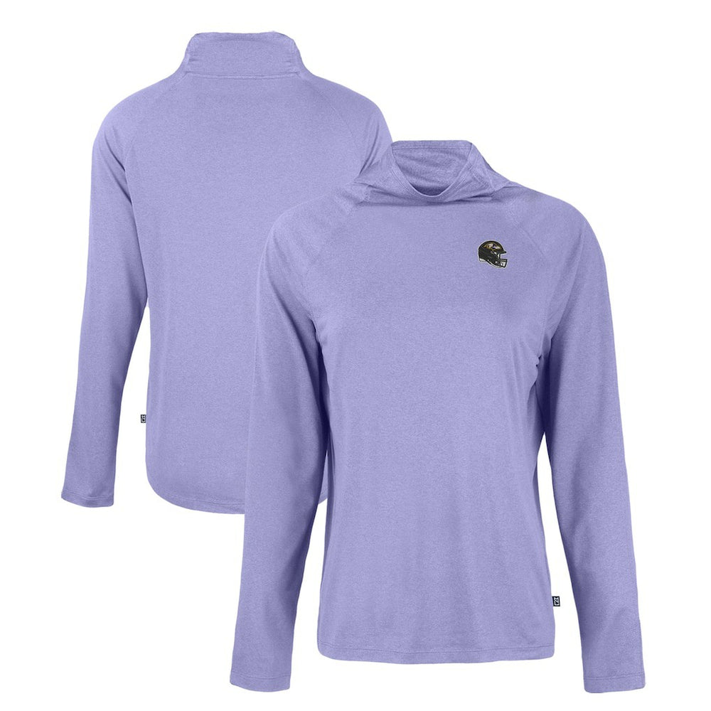 Baltimore Ravens Cutter & Buck Women's Coastline Epic Comfort Eco Recycled Funnel Neck Raglan Pullover Sweatshirt Lavender | NFL