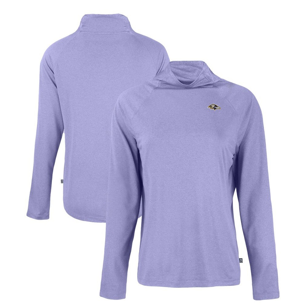 Baltimore Ravens Cutter & Buck Women's Coastline Epic Comfort Eco Recycled Funnel Neck Raglan Pullover Sweatshirt Lavender | NFL