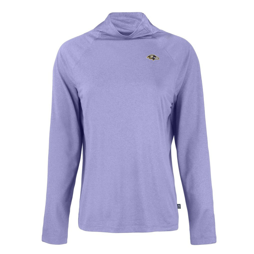 Baltimore Ravens Cutter & Buck Women's Coastline Epic Comfort Eco Recycled Funnel Neck Raglan Pullover Sweatshirt Lavender | NFL