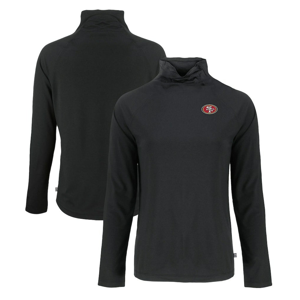 San Francisco 49ers Cutter & Buck Women's Coastline Epic Comfort Eco Recycled Funnel Neck Raglan Pullover Sweatshirt Black | NFL