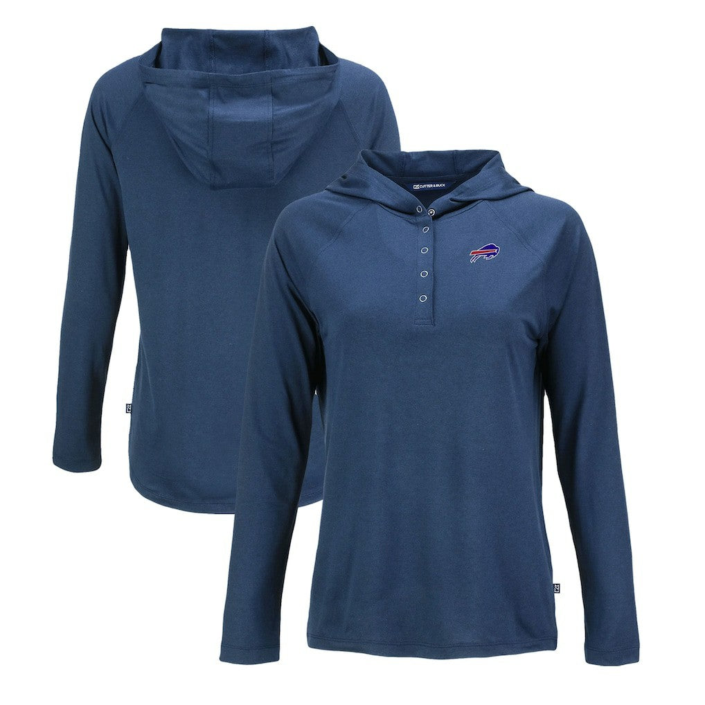 Buffalo Bills Cutter & Buck Women's Coastline Epic Comfort Eco Recycled Raglan Pullover Hoodie Navy | NFL