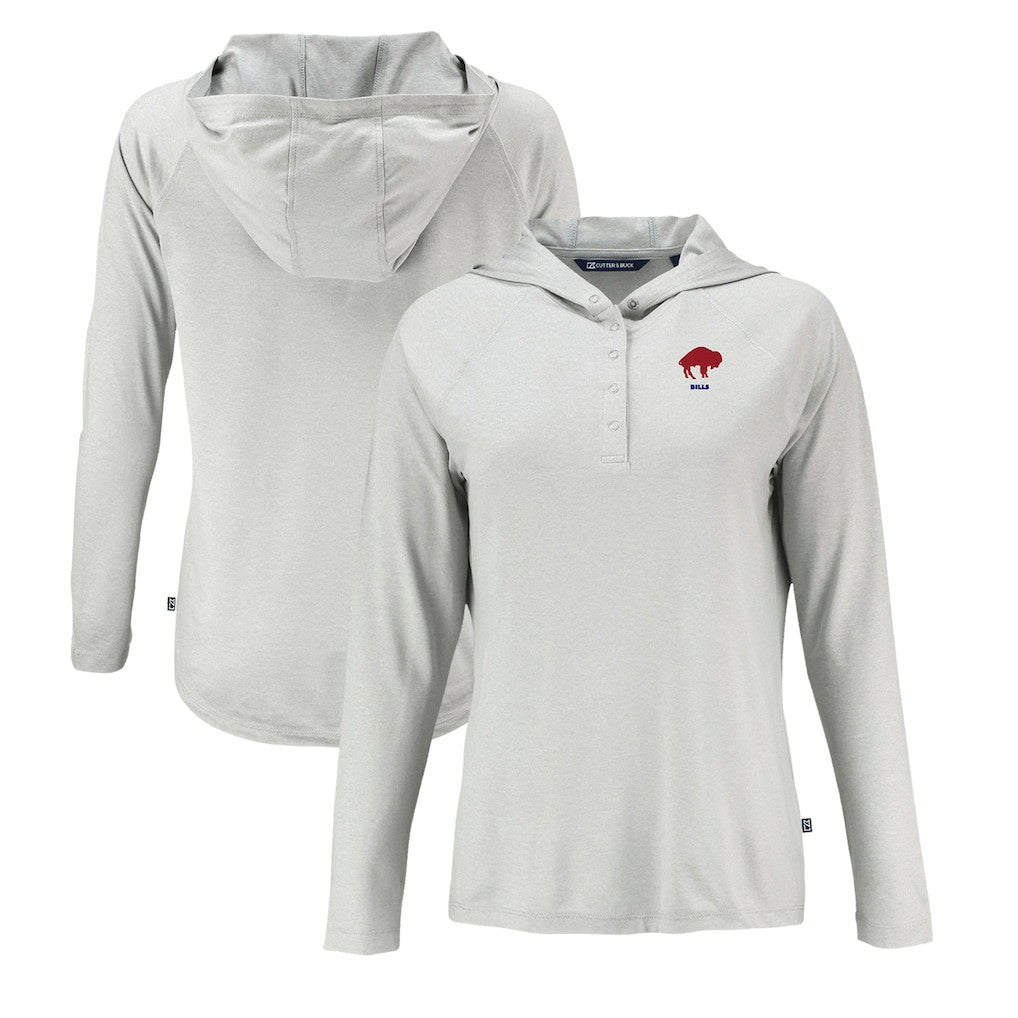 Buffalo Bills Cutter & Buck Women's Historic Coastline Epic Comfort Eco Recycled Raglan Pullover Hoodie Gray | NFL
