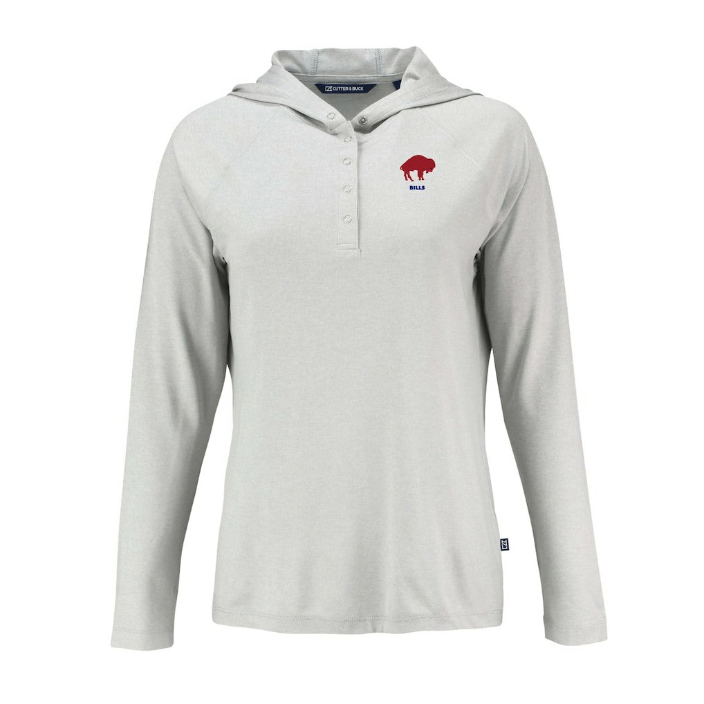 Buffalo Bills Cutter & Buck Women's Historic Coastline Epic Comfort Eco Recycled Raglan Pullover Hoodie Gray | NFL