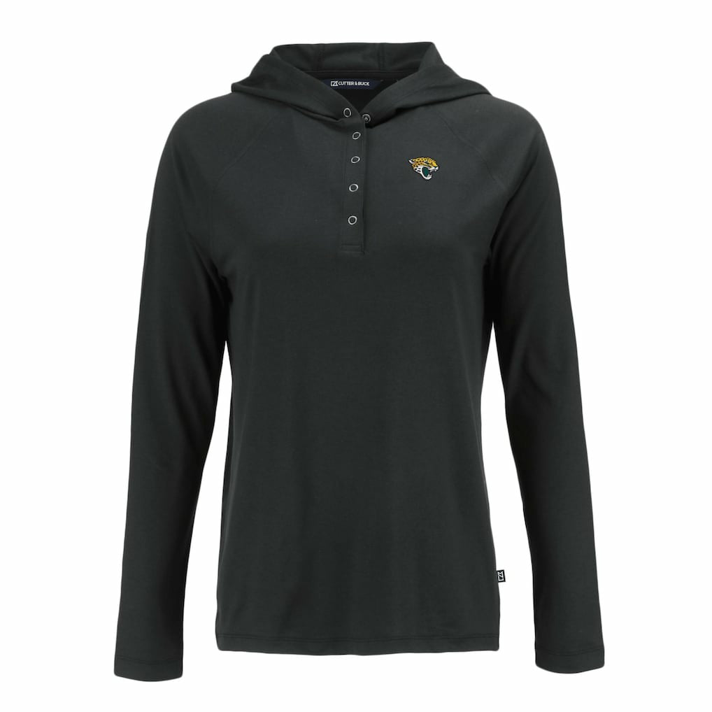 Jacksonville Jaguars Cutter & Buck Women's Coastline Epic Comfort Eco Recycled Raglan Pullover Hoodie Black | NFL