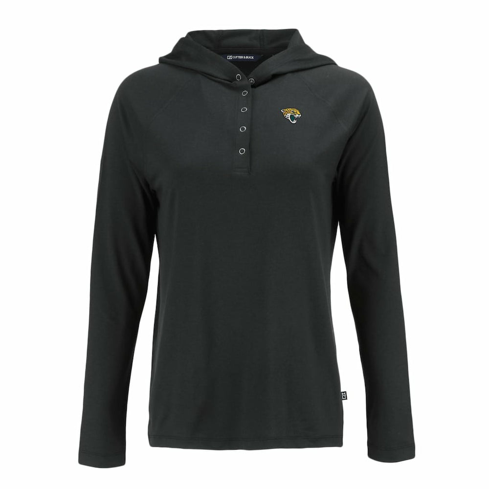 Jacksonville Jaguars Cutter & Buck Women's Coastline Epic Comfort Eco Recycled Raglan Pullover Hoodie Black | NFL