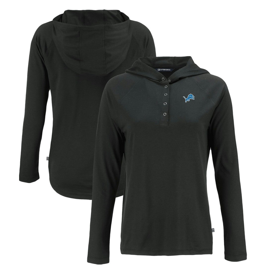 Detroit Lions Cutter & Buck Women's Coastline Epic Comfort Eco Recycled Raglan Pullover Hoodie Black | NFL