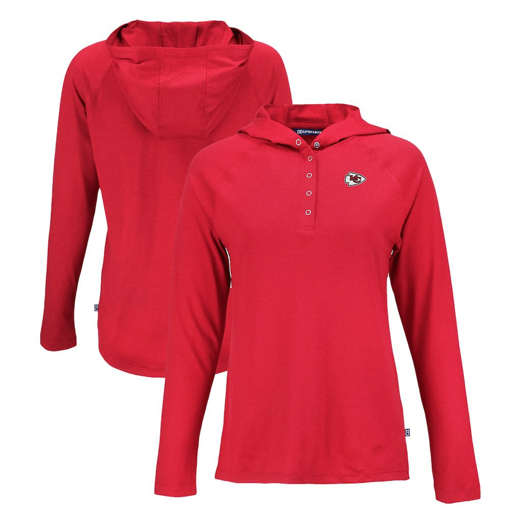Kansas City Chiefs Cutter & Buck Women's Coastline Epic Comfort Eco Recycled Raglan Pullover Hoodie Red | NFL