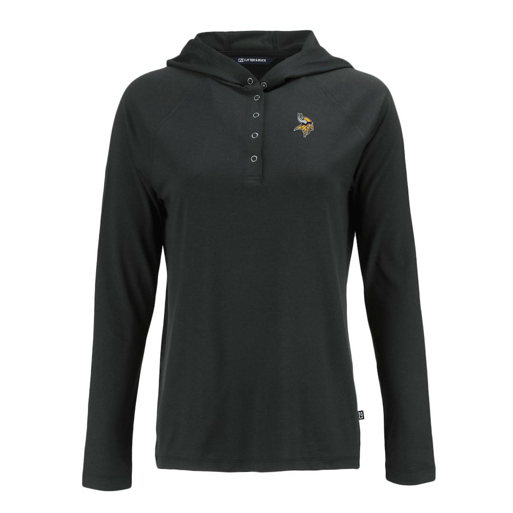 Minnesota Vikings Cutter & Buck Women's Coastline Epic Comfort Eco Recycled Raglan Pullover Hoodie Black | NFL
