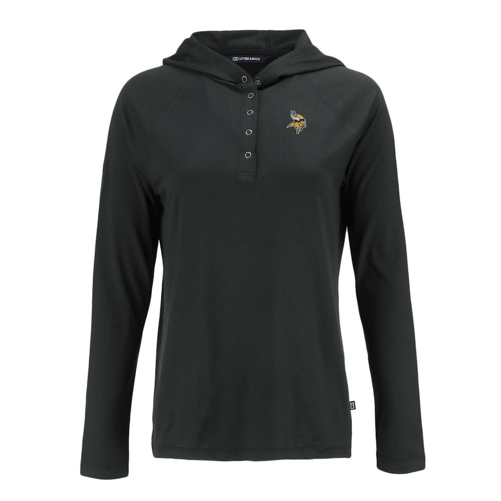 Minnesota Vikings Cutter & Buck Women's Coastline Epic Comfort Eco Recycled Raglan Pullover Hoodie Black | NFL