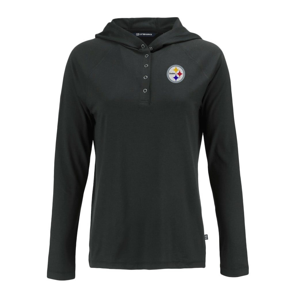 Pittsburgh Steelers Cutter & Buck Women's Coastline Epic Comfort Eco Recycled Raglan Pullover Hoodie Black | NFL
