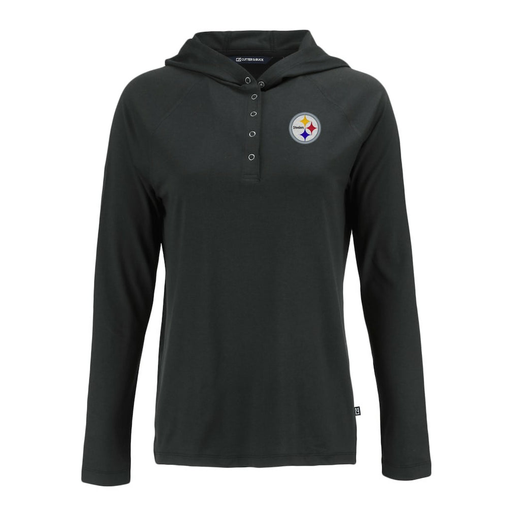 Pittsburgh Steelers Cutter & Buck Women's Coastline Epic Comfort Eco Recycled Raglan Pullover Hoodie Black | NFL