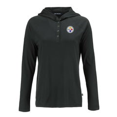 Pittsburgh Steelers Cutter & Buck Women's Coastline Epic Comfort Eco Recycled Raglan Pullover Hoodie Black | NFL