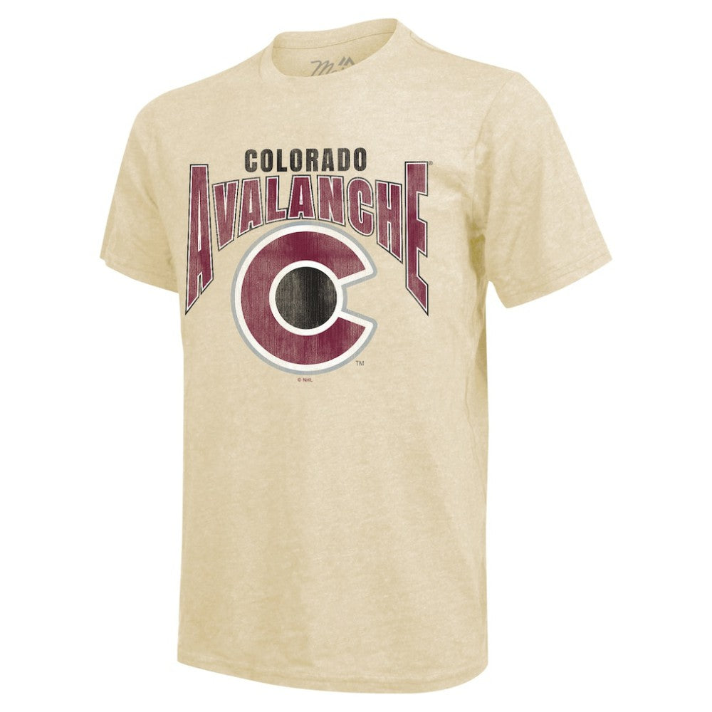 Nathan MacKinnon Colorado Avalanche Majestic Threads Dynasty Name & Number Tri-Blend T-Shirt - Cream - NHL