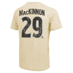Nathan MacKinnon Colorado Avalanche Majestic Threads Dynasty Name & Number Tri-Blend T-Shirt - Cream - NHL