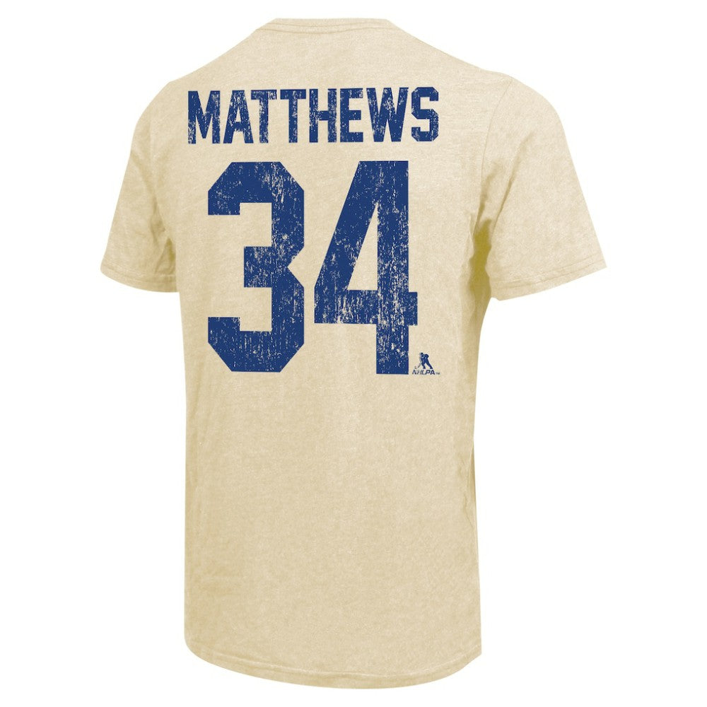 Auston Matthews Toronto Maple Leafs Majestic Threads Dynasty Name & Number Tri-Blend T-Shirt - Cream - NHL