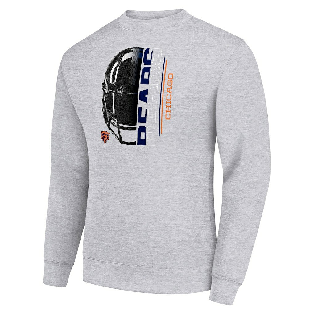 Chicago Bears Starter Half Helmet Team Graphic Tri-Blend Fleece Pullover Sweatshirt Heather Gray | NFL