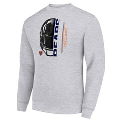 Chicago Bears Starter Half Helmet Team Graphic Tri-Blend Fleece Pullover Sweatshirt Heather Gray | NFL