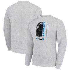 Detroit Lions Starter Half Helmet Team Graphic Tri-Blend Fleece Pullover Sweatshirt Heather Gray | NFL