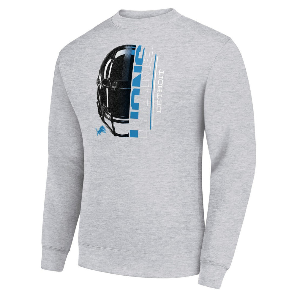 Detroit Lions Starter Half Helmet Team Graphic Tri-Blend Fleece Pullover Sweatshirt Heather Gray | NFL