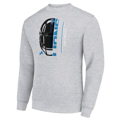 Detroit Lions Starter Half Helmet Team Graphic Tri-Blend Fleece Pullover Sweatshirt Heather Gray | NFL