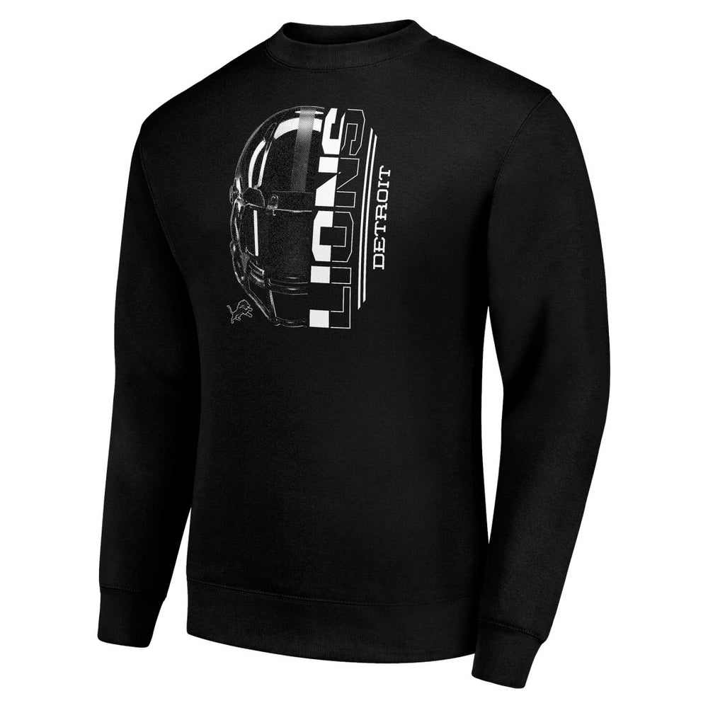 Detroit Lions Starter Half Helmet Team Graphic Tri-Blend Fleece Pullover Sweatshirt Black | NFL