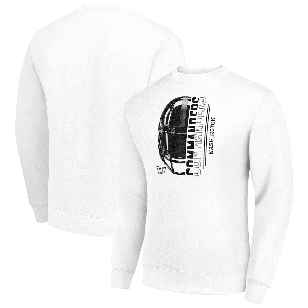 Washington Commanders Starter Half Helmet Team Graphic Tri-Blend Fleece Pullover Sweatshirt White | NFL