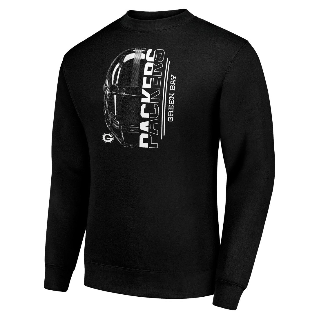 Green Bay Packers Starter Half Helmet Team Graphic Tri-Blend Fleece Pullover Sweatshirt Black | NFL