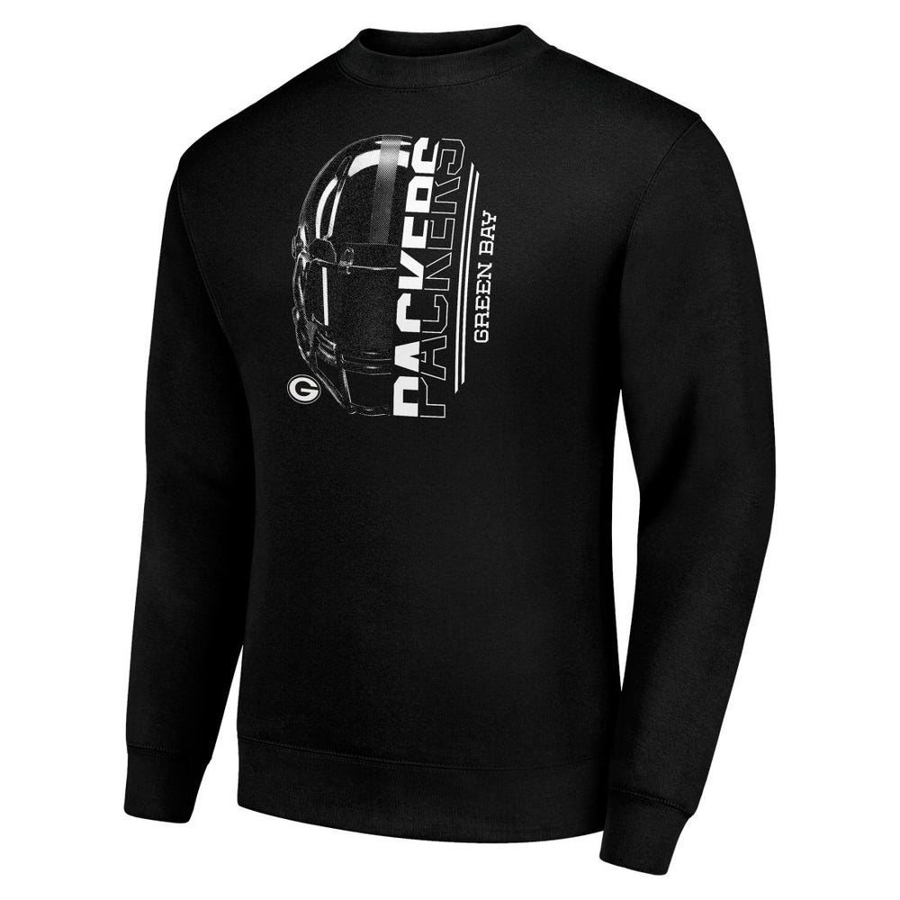 Green Bay Packers Starter Half Helmet Team Graphic Tri-Blend Fleece Pullover Sweatshirt Black | NFL