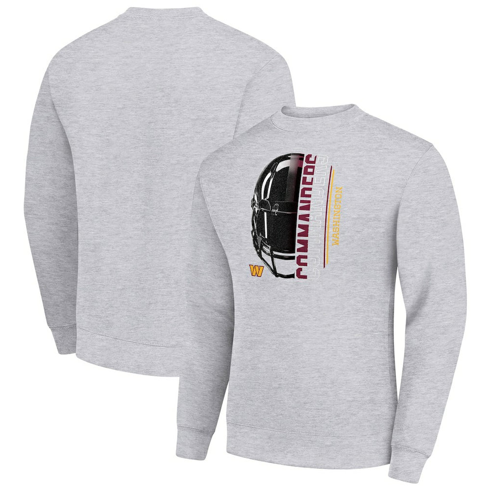 Washington Commanders Starter Half Helmet Team Graphic Tri-Blend Fleece Pullover Sweatshirt Heather Gray | NFL