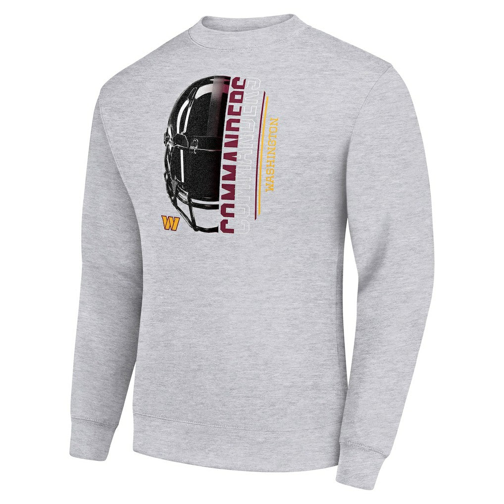 Washington Commanders Starter Half Helmet Team Graphic Tri-Blend Fleece Pullover Sweatshirt Heather Gray | NFL