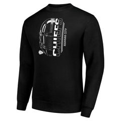 Kansas City Chiefs Starter Half Helmet Team Graphic Tri-Blend Fleece Pullover Sweatshirt Black | NFL