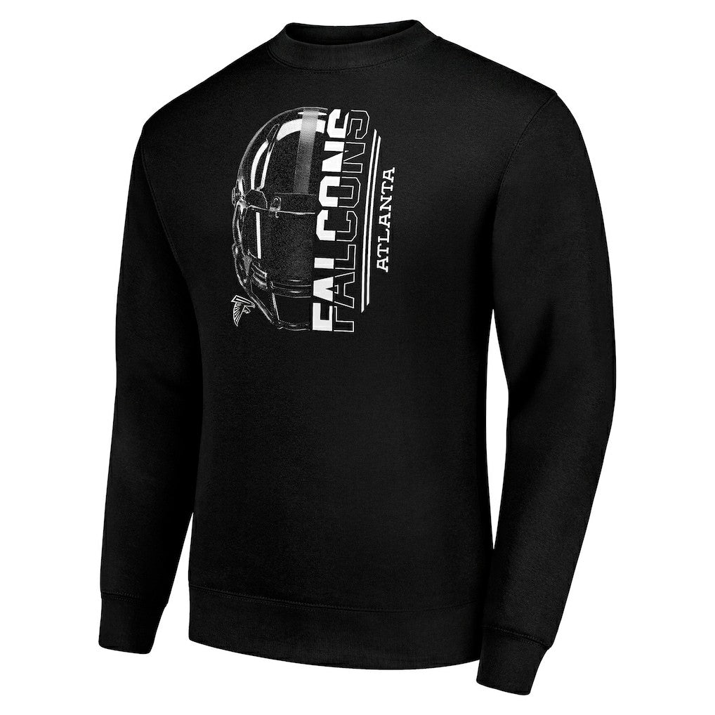 Atlanta Falcons Starter Half Helmet Team Graphic Tri-Blend Fleece Pullover Sweatshirt Black | NFL