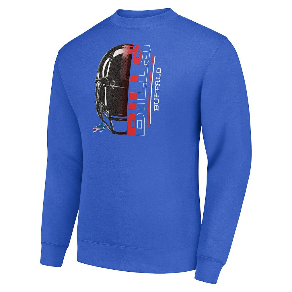 Buffalo Bills Starter Half Helmet Team Graphic Tri-Blend Fleece Pullover Sweatshirt Royal | NFL