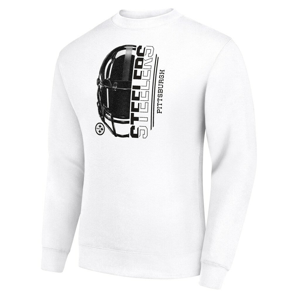 Pittsburgh Steelers Starter Half Helmet Team Graphic Tri-Blend Fleece Pullover Sweatshirt White | NFL