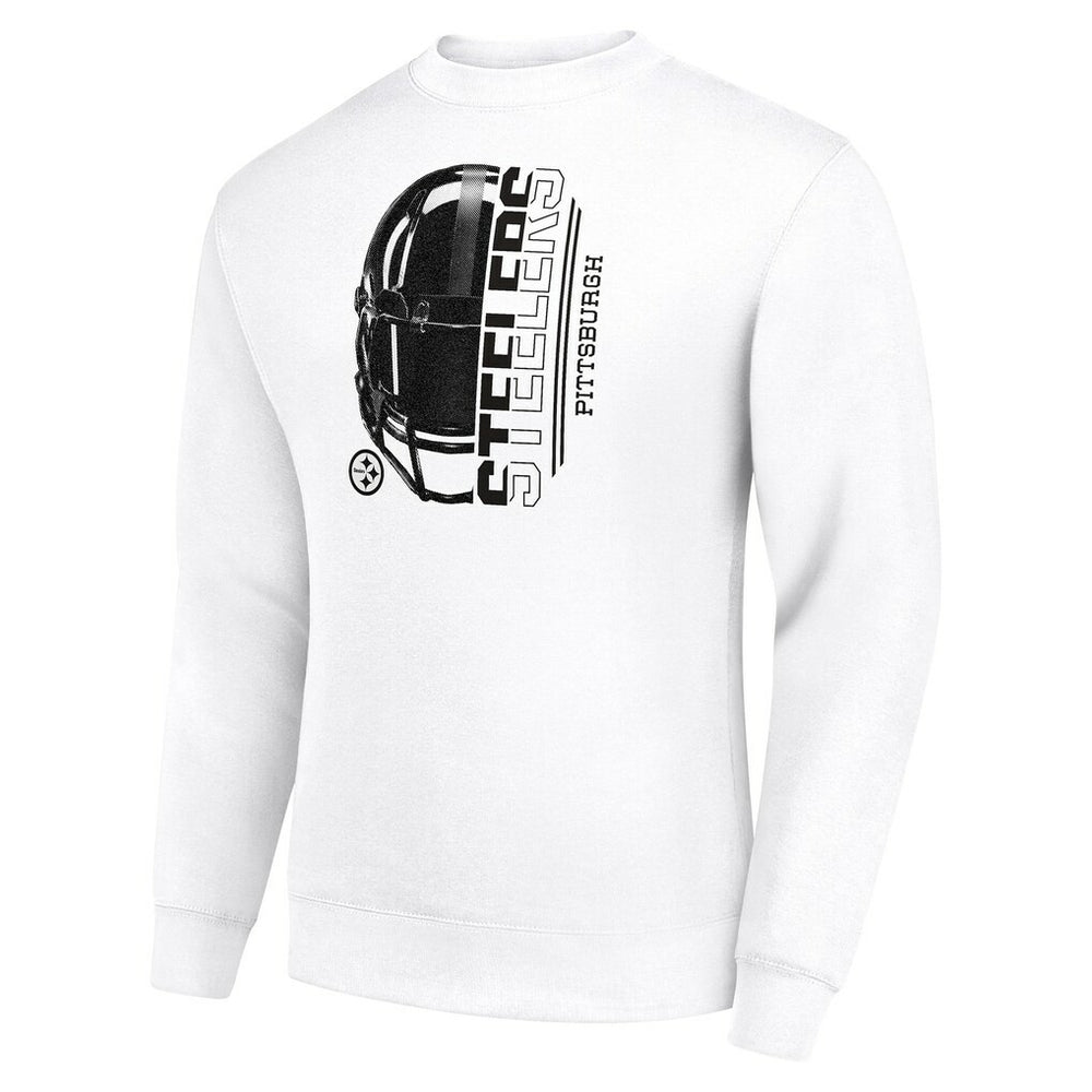 Pittsburgh Steelers Starter Half Helmet Team Graphic Tri-Blend Fleece Pullover Sweatshirt White | NFL