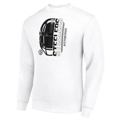 Pittsburgh Steelers Starter Half Helmet Team Graphic Tri-Blend Fleece Pullover Sweatshirt White | NFL
