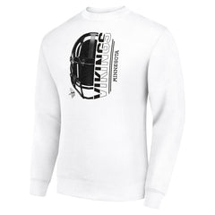 Minnesota Vikings Starter Half Helmet Team Graphic Tri-Blend Fleece Pullover Sweatshirt White | NFL