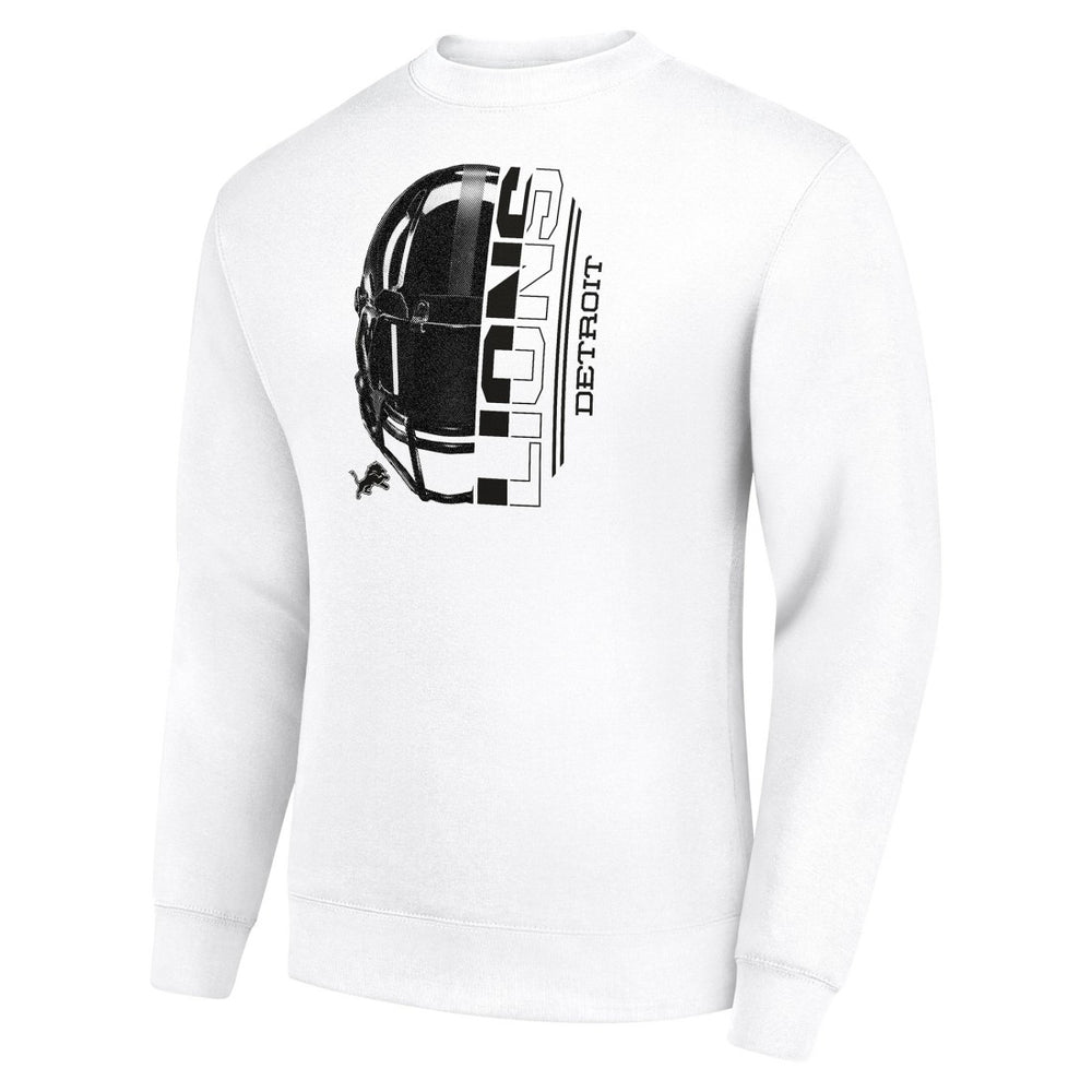 Detroit Lions Starter Half Helmet Team Graphic Tri-Blend Fleece Pullover Sweatshirt White | NFL