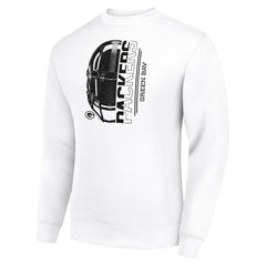 Green Bay Packers Starter Half Helmet Team Graphic Tri-Blend Fleece Pullover Sweatshirt White | NFL