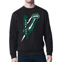 New York Jets Starter Color Scratch Team Graphic Fleece Pullover Sweatshirt Black | NFL