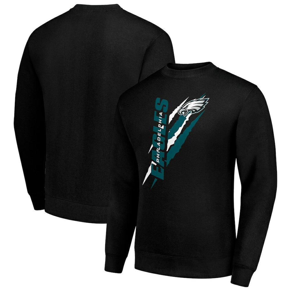 Philadelphia Eagles Starter Color Scratch Team Graphic Fleece Pullover Sweatshirt Black | NFL