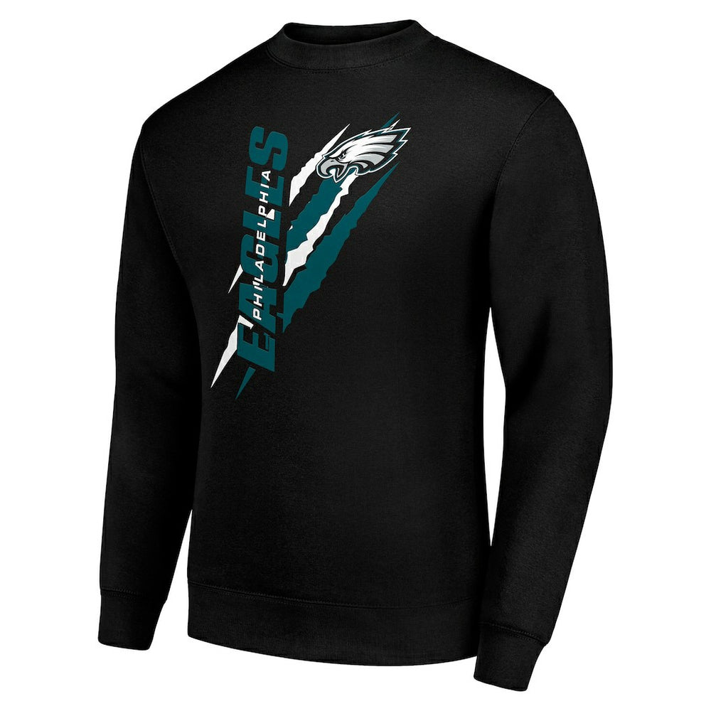 Philadelphia Eagles Starter Color Scratch Team Graphic Fleece Pullover Sweatshirt Black | NFL
