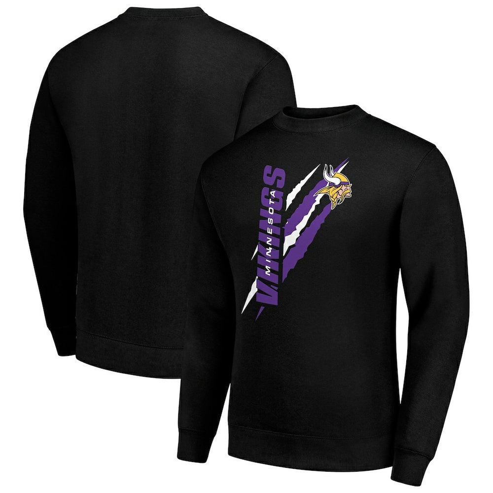 Minnesota Vikings Starter Color Scratch Team Graphic Fleece Pullover Sweatshirt Black | NFL